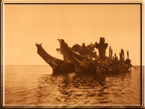 Masked dancers in canoes - Qagyuhl 1916 by Edward Curtis - Click to see Large View